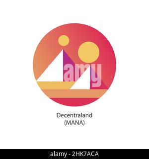 Decentraland (MANA) Kryptowährung Plattform Token Logo Münze Symbol isoliert auf weißem Hintergrund. Vektorgrafik Stock Vektor