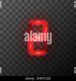 Helle rote vintage digitale zwei Zahl, retro tehnic 2 Buchstaben auf transparentem Hintergrund Stock Vektor