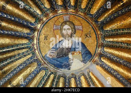 Mosaic Christ Pantocrator in Chora Kirche, Istanbul, Türkei Stockfoto