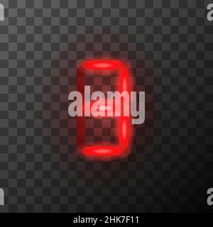Helle rote vintage digitale drei Zahl, retro tehnic 3 Buchstaben auf transparentem Hintergrund Stock Vektor