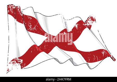 Vektor Strukturierte Grunge Illustration einer winkenden Flagge des Staates Alabama. Alle Elemente übersichtlich auf klar definierten Ebenen und Gruppen. Stock Vektor