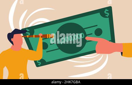 Finanzberater und Ertragsinvestitionen für Unternehmen. Dollar-Experte Mann und Geld Budget Vektor Illustration Konzept. Investoren helfen bei der Planung und beim Managen Stock Vektor