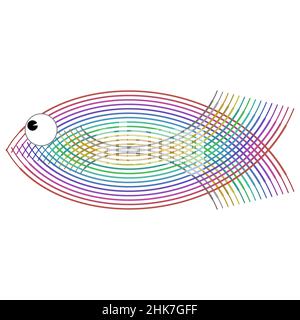 Farbiger Schnürsenkel auf weißem Hintergrund isoliert. Fischsymbol. Stock Vektor