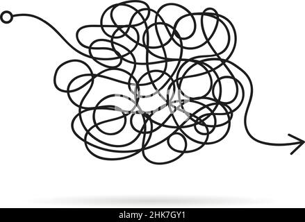 Chaotische Linie wie die Suche nach einer Lösung Stock Vektor