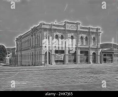 Inspiriert von Oamaru, Public Hall, Burton Brothers Studio, Fotostudio, 1885, Dunedin, Schwarz-Weiß-Fotografie, Reimagined by Artotop. Klassische Kunst neu erfunden mit einem modernen Twist. Design von warmen fröhlichen Leuchten der Helligkeit und Lichtstrahl Strahlkraft. Fotografie inspiriert von Surrealismus und Futurismus, umarmt dynamische Energie der modernen Technologie, Bewegung, Geschwindigkeit und Kultur zu revolutionieren Stockfoto