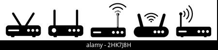 Symbol für WiFi-Router eingestellt. Wireless-Schild für Internetdienste. Vektordarstellung auf weißem Hintergrund isoliert Stock Vektor