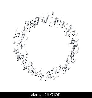 Runde Notenmuster auf Weiß. Musikalische Symbole für Banner des Festivals, Print-Design, Melodieaufnahme, Design-Rückenschichten. Vorlage Musical nicht Stock Vektor