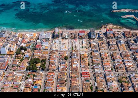 Luftaufnahme, Colonia de Sant Pere, Mallorca, Balearen, Balearen, Spanien, Colonia de Sant Pere, es, Europa, Gastronomie, Hotel, Hotelanlage Stockfoto