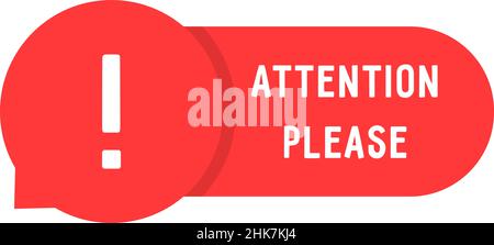 Rot Achtung, bitte blase isoliert auf weiß Stock Vektor