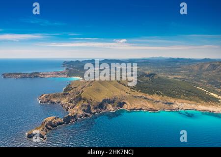 Luftaufnahme, Cap des Freu, Balearen, Capdepera, Mallorca, Balearen, Spanien, Cala Ratjada, es, Europa, Fernsicht, Kap, Vorgewende, aer Stockfoto