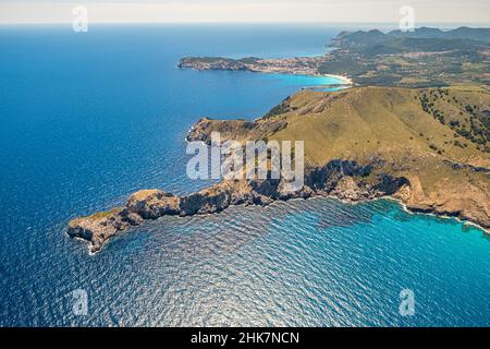 Luftaufnahme, Cap des Freu, Balearen, Capdepera, Mallorca, Balearen, Spanien, Cala Ratjada, es, Europa, Fernsicht, Kap, Vorgewende, aer Stockfoto