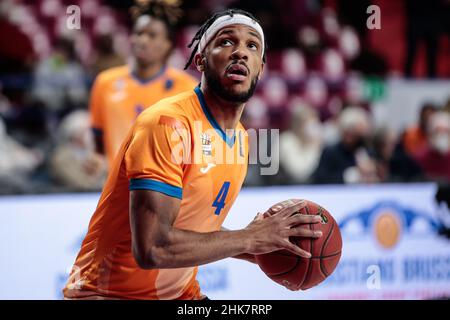 Palasport Taliercio, Venedig, Italien, 02. Februar 2022, Jaron Blossomgame (Ratiopharm ULM) während Umana Reyer Venezia gegen Ratiopharm Ulm - Basketball EuroCup Championship Stockfoto