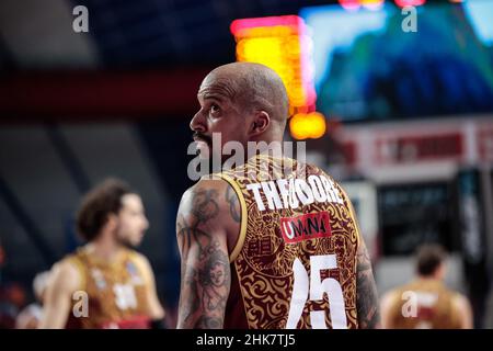 Venedig, Italien. 02nd. Februar 2022. Jordan Theodore (Umana Reyer Venezia) während Umana Reyer Venezia gegen Ratiopharm Ulm, Basketball EuroCup Championship in Venedig, Italien, Februar 02 2022 Quelle: Independent Photo Agency/Alamy Live News Stockfoto