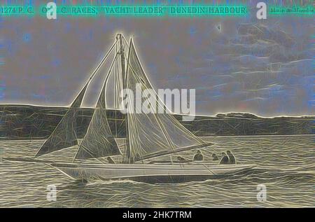 Inspiriert von Otago Yachting Club Races, Yacht Leader, Dunedin Harbour, Muir & Moodie Studio, 1905, Dunedin, Reimagined by Artotop. Klassische Kunst neu erfunden mit einem modernen Twist. Design von warmen fröhlichen Leuchten der Helligkeit und Lichtstrahl Strahlkraft. Fotografie inspiriert von Surrealismus und Futurismus, umarmt dynamische Energie der modernen Technologie, Bewegung, Geschwindigkeit und Kultur zu revolutionieren Stockfoto