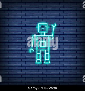 Roboter, bot, Chatbot, künstliche Intelligenz Neon-Zeichen. Stock Vektor