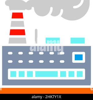 Vector Industriegebäude Fabrik, Kraftwerk weiße Linie Symbol. Stock Vektor