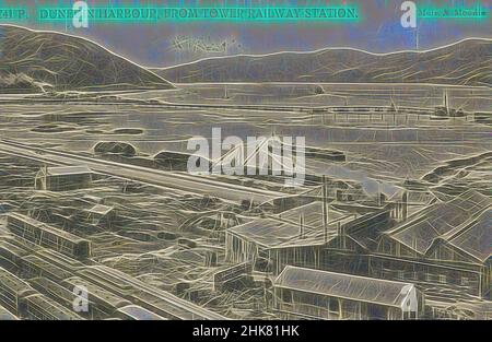 Inspiriert von Dunedin Harbour, vom Tower Railway Station, Muir & Moodie Studio, 1905, Dunedin, Reimagined by Artotop. Klassische Kunst neu erfunden mit einem modernen Twist. Design von warmen fröhlichen Leuchten der Helligkeit und Lichtstrahl Strahlkraft. Fotografie inspiriert von Surrealismus und Futurismus, umarmt dynamische Energie der modernen Technologie, Bewegung, Geschwindigkeit und Kultur zu revolutionieren Stockfoto