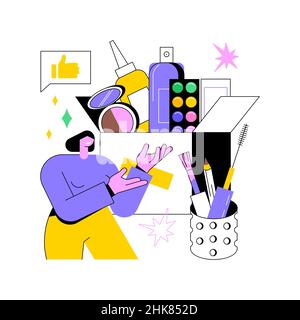 Beauty Box abstrakte Konzept Vektor Illustration. Abonnementbox, monatliche Geschenklieferung, Kosmetikprodukte, Auswahl an personalisierten Kosmetika, Mitgliedschaft, Haut- und Haarpflege abstrakte Metapher. Stock Vektor