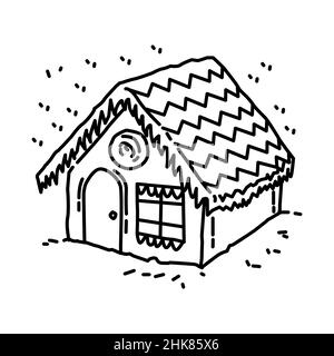 Machen Sie ein Lebkuchenhaus Teil der Winter-Aktivitäten für die Familie Handgezeichnete Icon-Set-Vektor. Stock Vektor