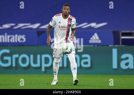 Lyon, Frankreich, 1st. Februar 2022. Jerome Boateng aus Lyon während des Spiels der Uber Eats Ligue 1 im Groupama Stadium in Lyon. Bildnachweis sollte lauten: Jonathan Moscrop / Sportimage Stockfoto