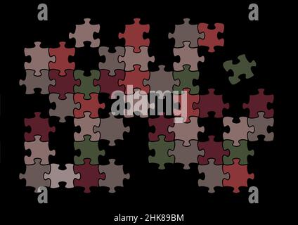 Puzzle-Stücke in Pastell Erdtönen ist in diesem 3-d-Illustration Hintergrund zu sehen. Stockfoto