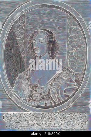 Inspiriert von Königin Henrietta Maria, William Faithorne der Ältere, Kupferstecher, 1640-1642, Gravur, Diese Gravur von Königin Henrietta Maria (1609-69), Gemahlin des unglückseligen Karl I., zeigt sie in einem sehr aufschlussreichen, übermäßig niedrig geschnittenen Kleid, das mit Perlenpanzer, Halskette und Ohrringen verziert ist. Es ist, von Artotop neu erfunden. Klassische Kunst neu erfunden mit einem modernen Twist. Design von warmen fröhlichen Leuchten der Helligkeit und Lichtstrahl Strahlkraft. Fotografie inspiriert von Surrealismus und Futurismus, umarmt dynamische Energie der modernen Technologie, Bewegung, Geschwindigkeit und Kultur zu revolutionieren Stockfoto