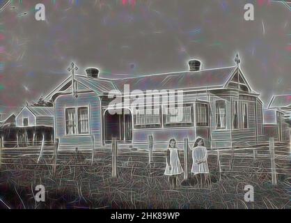 Inspiriert vom katholischen Presbyterium, Dannemirke, Burton Brothers Studio, Dannemirke, Reimagined by Artotop. Klassische Kunst neu erfunden mit einem modernen Twist. Design von warmen fröhlichen Leuchten der Helligkeit und Lichtstrahl Strahlkraft. Fotografie inspiriert von Surrealismus und Futurismus, umarmt dynamische Energie der modernen Technologie, Bewegung, Geschwindigkeit und Kultur zu revolutionieren Stockfoto