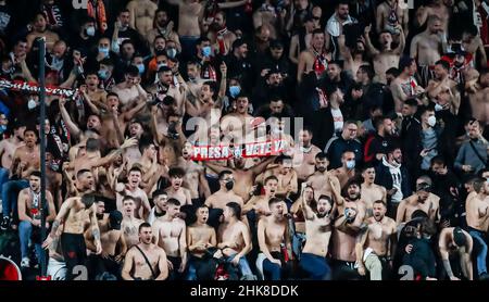 Madrid, Spanien. 2nd. Februar 2022. Träger während des Copa Del Rey-Spiels zwischen Rayo Vallecano und RCD Mallorca im Estadio de Vallecas in Madrid. (Bild: © Pablo Garcia/DAX via ZUMA Press Wire) Stockfoto