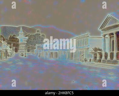 Inspiriert von der Trafalgar Street, Nelson. Aus dem Album: New Zealand Views, Burton Brothers Studio, Photography Studio, Dunedin, Schwarz-Weiß-Fotografie, Neu gestaltet von Artotop. Klassische Kunst neu erfunden mit einem modernen Twist. Design von warmen fröhlichen Leuchten der Helligkeit und Lichtstrahl Strahlkraft. Fotografie inspiriert von Surrealismus und Futurismus, umarmt dynamische Energie der modernen Technologie, Bewegung, Geschwindigkeit und Kultur zu revolutionieren Stockfoto