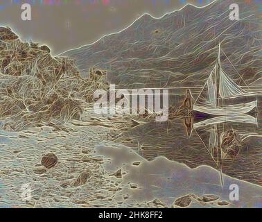 Inspiriert vom Lake Wanaka East. Aus dem Album: New Zealand Views, Burton Brothers Studio, Photography Studio, Dunedin, Schwarz-Weiß-Fotografie, Neu gestaltet von Artotop. Klassische Kunst neu erfunden mit einem modernen Twist. Design von warmen fröhlichen Leuchten der Helligkeit und Lichtstrahl Strahlkraft. Fotografie inspiriert von Surrealismus und Futurismus, umarmt dynamische Energie der modernen Technologie, Bewegung, Geschwindigkeit und Kultur zu revolutionieren Stockfoto