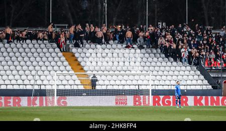 Madrid, Spanien. 2nd. Februar 2022. Träger während des Copa Del Rey-Spiels zwischen Rayo Vallecano und RCD Mallorca im Estadio de Vallecas in Madrid. (Bild: © Pablo Garcia/DAX via ZUMA Press Wire) Stockfoto