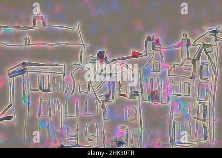 Inspiriert von Blick auf eine Straße in Amsterdam, Niederlande. Und Blick auf eine Straße in Amsterdam, Niederlande, neu erfunden von Artotop. Klassische Kunst neu erfunden mit einem modernen Twist. Design von warmen fröhlichen Leuchten der Helligkeit und Lichtstrahl Strahlkraft. Fotografie inspiriert von Surrealismus und Futurismus, umarmt dynamische Energie der modernen Technologie, Bewegung, Geschwindigkeit und Kultur zu revolutionieren Stockfoto