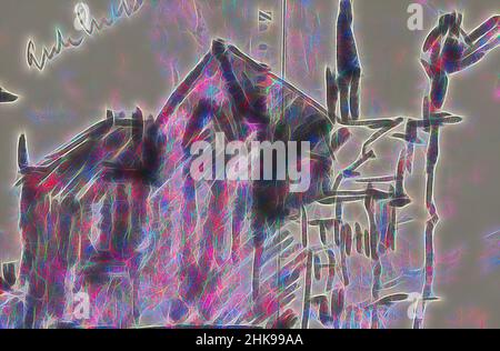 Inspiriert von dem linken Teil des Königspalastes. Vorne eine Figur. Blick auf den Dam-Platz in Amsterdam, Niederlande mit der Nieuwe Kerk, von Artotop neu gestaltet. Klassische Kunst neu erfunden mit einem modernen Twist. Design von warmen fröhlichen Leuchten der Helligkeit und Lichtstrahl Strahlkraft. Fotografie inspiriert von Surrealismus und Futurismus, umarmt dynamische Energie der modernen Technologie, Bewegung, Geschwindigkeit und Kultur zu revolutionieren Stockfoto