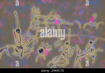 Inspiriert von der Kutsche und Soldaten sind Teil der Prozession zur Krönung des Zaren Nikolaus II. Parade mit einem Trainer und Soldaten auf dem Pferderücken. Moskau, neu erfunden von Artotop. Klassische Kunst neu erfunden mit einem modernen Twist. Design von warmen fröhlichen Leuchten der Helligkeit und Lichtstrahl Strahlkraft. Fotografie inspiriert von Surrealismus und Futurismus, umarmt dynamische Energie der modernen Technologie, Bewegung, Geschwindigkeit und Kultur zu revolutionieren Stockfoto