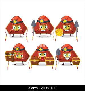 Bergleute rot chinesische Frau Hut niedlichen Maskottchen Charakter trägt Helm. Vektorgrafik Stock Vektor