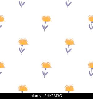 Süßes Nahtloses Muster aus Dandelion. Handgezeichneter Wiesenhintergrund. Wiederholte Textur im Doodle-Stil für Stoff, Geschenkpapier, Tapete, Gewebe. Vektor Stock Vektor