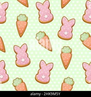 Ostern Cookies niedlichen grünen nahtlose Muster, festliche Verpackung Textur. Stock Vektor