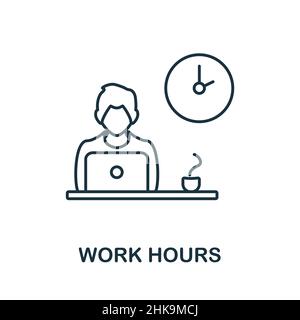 Symbol „Arbeitsstunden“. Linienelement aus der Sammlung zur Projektentwicklung. Lineare Arbeitsstunden Symbol Zeichen für Web-Design, Infografiken und mehr. Stock Vektor