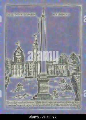 Inspiriert von Obelisk vor Santa Maria Maggiore, Obelisco a S. Maria Maggiore, modernen und antiken Monumenten und Gebäuden in Rom, Ornamenti di fabriche Antichi et moderni dell' alma Citta di Roma, Die Colonna della Pace (Obelisk) auf der Piazza di Santa Maria Maggiore vor dem Santa, von Artotop neu gestaltet. Klassische Kunst neu erfunden mit einem modernen Twist. Design von warmen fröhlichen Leuchten der Helligkeit und Lichtstrahl Strahlkraft. Fotografie inspiriert von Surrealismus und Futurismus, umarmt dynamische Energie der modernen Technologie, Bewegung, Geschwindigkeit und Kultur zu revolutionieren Stockfoto