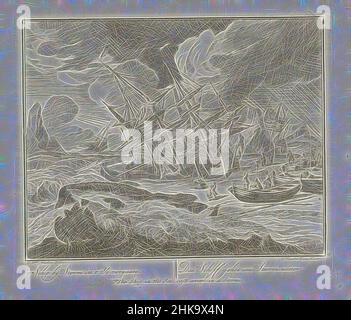 Inspiriert von Schiff stirbt im Eis während eines Sturms, ca. 1725't Schip by Storm in 't Ys vergaan, das Schiff gehet im Sturm unter, das Schiff im Eis im Sturm weggeworfen, Whaling, das Schiff stirbt im Eis während eines Sturms, ca. 1725. Teil der Walfangserie. Gedruckt auf dem gleichen Blatt wie No, Reimagined von Artotop. Klassische Kunst neu erfunden mit einem modernen Twist. Design von warmen fröhlichen Leuchten der Helligkeit und Lichtstrahl Strahlkraft. Fotografie inspiriert von Surrealismus und Futurismus, umarmt dynamische Energie der modernen Technologie, Bewegung, Geschwindigkeit und Kultur zu revolutionieren Stockfoto