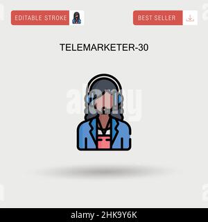 Telemarketer-30 einfaches Vektorsymbol. Stock Vektor