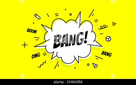 Bannerknall. Banner, Sprechblase, Poster- und Stickerkonzept, geometrischer Stil mit Text Bang. Explosion Design, Message Speech Bubble bang für Banner, Poster, Web. Vektorgrafik Stock Vektor