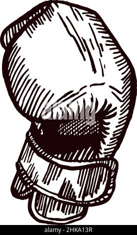 Boxhandschuhe schlagen Skizze isoliert. Sportausrüstung für Boxen im handgezeichneten Stil. Gravierte Gestaltung für Poster, Print, Buchillustration, Logo, Stock Vektor