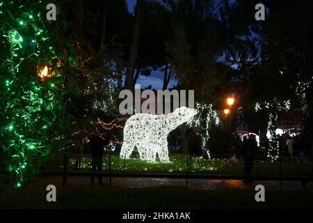 Altstadt, Via Roma Straße, Villa Comunale, Artist Lights, Weihnachtsbeleuchtung, Salerno, Kampanien, Italien, Europa Stockfoto