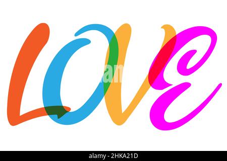 Handschrift 3D Farbe Wort LIEBE. Ehekonzept. Vektorgrafik Stock Vektor