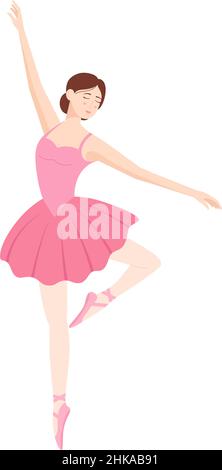 Tanzende Ballerina in rosa Tutu auf weißem Hintergrund, Vektorgrafik Stock Vektor