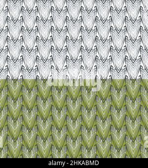 Geometrisches nahtloses Muster. Dekorative futuristische Oberflächenschicht in Grautönen. Von Hand gezeichnete Pinsellinien. Einfach bearbeitbare Farbe in Grün oder Weiß Stock Vektor