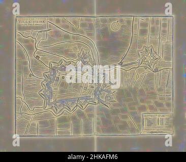 Inspiriert von der Karte von Aire, 1710, Plan de la ville d'Aire et du Fort St. François, Karte der Befestigungsanlagen rund um die Stadt Aire und Fort St. François, belagert und von den Alliierten im Jahr 1710 eingenommen. Unten rechts eine Kartusche mit der Legende A-S auf Französisch. Teil einer gebündelten Sammlung von Plänen von, Reimagined by Artotop. Klassische Kunst neu erfunden mit einem modernen Twist. Design von warmen fröhlichen Leuchten der Helligkeit und Lichtstrahl Strahlkraft. Fotografie inspiriert von Surrealismus und Futurismus, umarmt dynamische Energie der modernen Technologie, Bewegung, Geschwindigkeit und Kultur zu revolutionieren Stockfoto