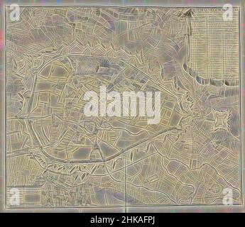 Inspiriert von der Karte von Brüssel, 1711, Plan de la ville de Brusselles, Karte von Brüssel, 1711. Legende oben rechts 1-100, Fortsetzung unten links 101-114. Teil einer gebündelten Sammlung von Plänen von Schlachten und Städten, die im Spanischen Erbfolgekrieg bekannt waren., Druckerei: J.G. Harrewijn (II), Verleger, neu erfunden von Artotop. Klassische Kunst neu erfunden mit einem modernen Twist. Design von warmen fröhlichen Leuchten der Helligkeit und Lichtstrahl Strahlkraft. Fotografie inspiriert von Surrealismus und Futurismus, umarmt dynamische Energie der modernen Technologie, Bewegung, Geschwindigkeit und Kultur zu revolutionieren Stockfoto