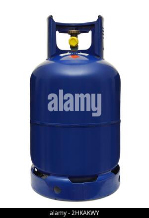 Gasflasche vor weißem Hintergrund Stockfoto